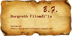 Burgreth Filoméla névjegykártya
